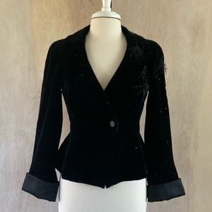 Armani Collezioni Velour Dress Jacket w/ beaded embellishments